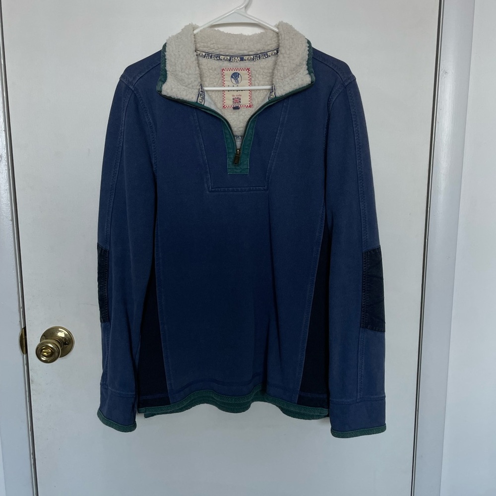 Fat Face Blue and Green Zip Up Sweater